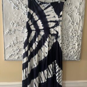 INC International Concepts Black and White Tie-Dye Dress